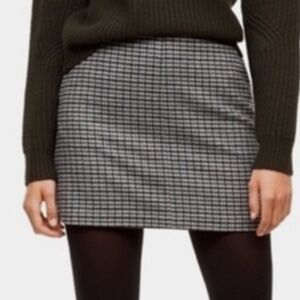 Plaid Mini Skirt in Black and White